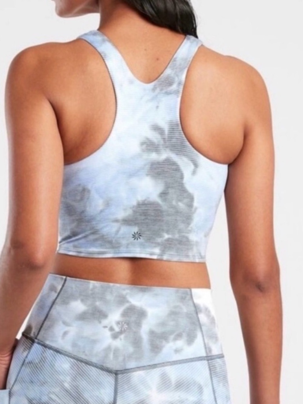 Athleta conscious crop top bra blue tie dye stripe womens S